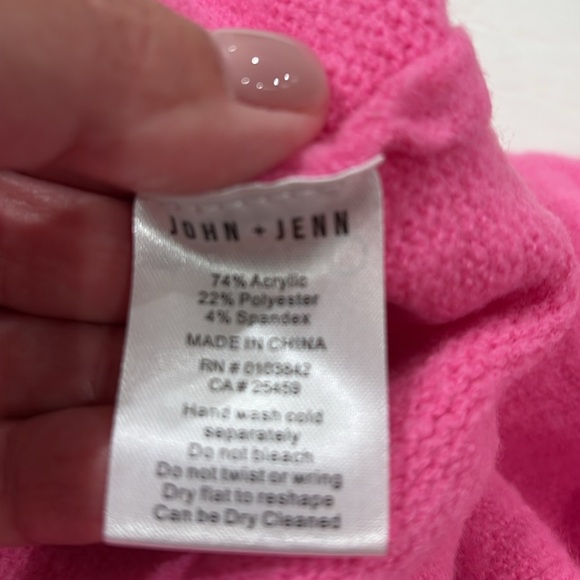 John + Jenn Pink Sweater Dalton Vneck Sweater in Wild NWT - Picture 10 of 10